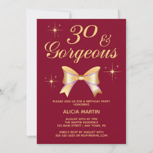 Invitación Chica de la cinta de oro 30 y espléndido cumpleaño
