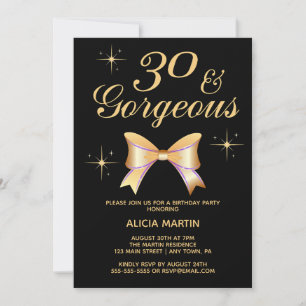 Invitación Chica de la cinta de oro 30 y espléndido cumpleaño