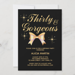 Invitación Chica de la cinta de oro Treinta y magnífico cumpl