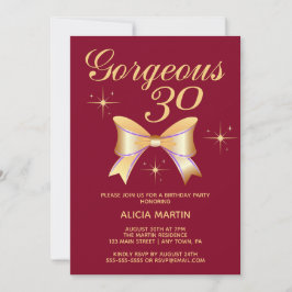 Invitación Chica de la cinta dorada Gorgeous 30 cumpleaños de
