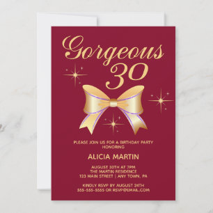 Invitación Chica de la cinta dorada Gorgeous 30 cumpleaños de