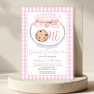Invitación Chica de la Cocina Dulce Primer Cumpleaños Rosa Gi