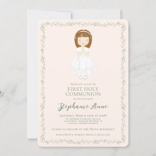 Invitación Chica de la comunión rezando