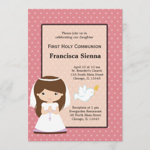 Invitación Chica de la comunión sagrada * Elija su color de f