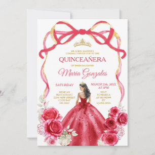 Invitación Chica de la Corona de Oro Quinceañera