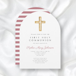 Invitación Chica de la Cruz Rosa Moderno Primer Arco de la Co