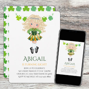 Invitación Chica de la danza irlandesa de la rubia, Shamrocks