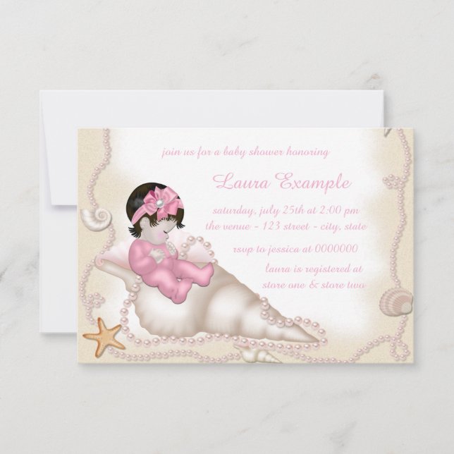 Invitación Chica de la ducha de bebé en la playa (Anverso)