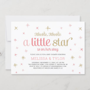 Invitación Chica de la ducha de bebé Twinkle Little Star, Spr