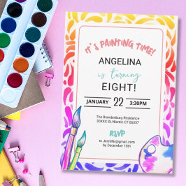 Invitación Chica de la fiesta de cumpleaños con pintura de ar