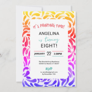 Invitación Chica de la fiesta de cumpleaños con pintura de ar