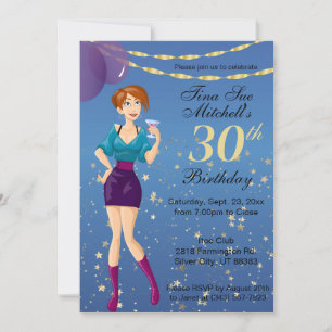 Invitación Chica de la fiesta de cumpleaños de adultos en inv