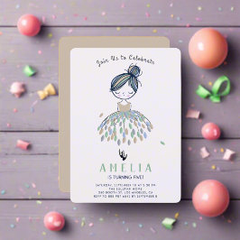 Invitación Chica de la fiesta de cumpleaños de Cute Little Ba
