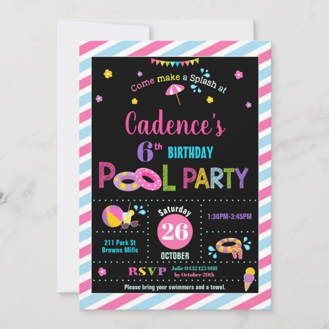 Invitación Chica de la fiesta de cumpleaños del grupo (Anverso)