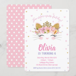 Invitación Chica de la fiesta de cumpleaños del Princesa Kitt