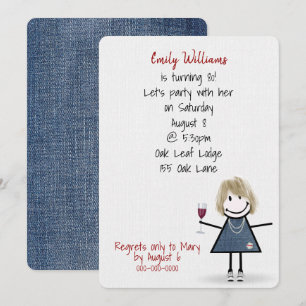 Invitación Chica de la fiesta de cumpleaños número 80 con zap