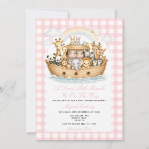 Invitación Chica de la Fiesta del Arca de Noé a Cuadros