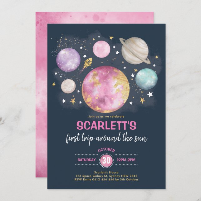 Invitación Chica de la Galaxia del Espacio Ultraterrestre de  (Anverso / Reverso)
