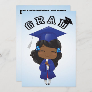 Invitación Chica de la graduación en azul