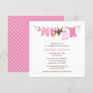 Invitación Chica de la línea de ropa para bebé rosa Baby Show