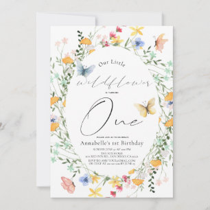 Invitación Chica de la mariposa de la flor silvestre