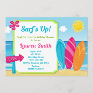 Invitación Chica de la persona que practica surf de la