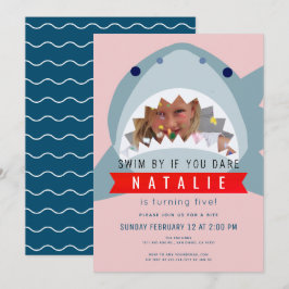 Invitación Chica de la piscina azul de la Marina y la rosa de