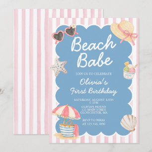 Invitación Chica de la Playa Cumpleaños 1 de Playa Beach Babe