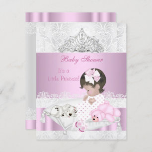 Invitación Chica de la Princesa Baby Shower Tiara Lace