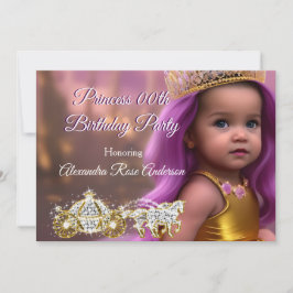 Invitación Chica de la Princesa Partida de Cumpleaños Porte o