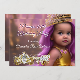 Invitación Chica de la Princesa Partida de Cumpleaños Porte o
