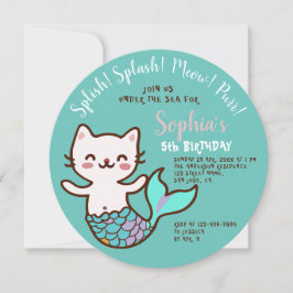 Invitación Chica de la Ronda Azul de la Sirena del gato