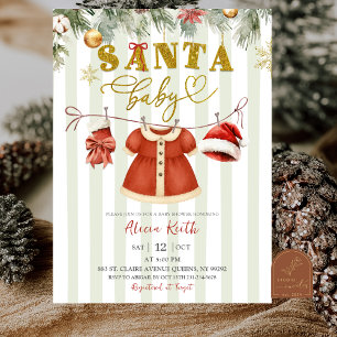 Invitación Chica de la ropa de Navidad Santa Baby Shower