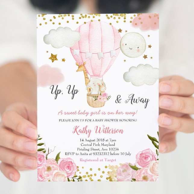 Invitación Chica de la selva de globos aerostáticos Baby Show (Subido por el creador)