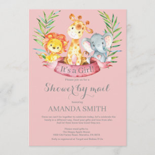 Invitación Chica de la selva Safari Baby Shower por correo