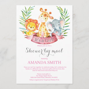 Invitación Chica de la selva Safari Baby Shower por correo