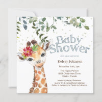 Chica de la selva Safari Giraffe Blue Baby Shower