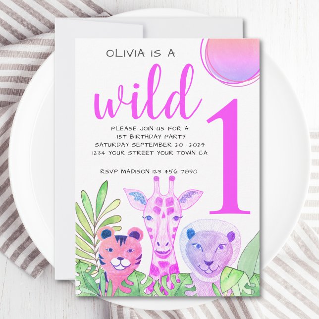 Invitación Chica de la selva salvaje 1.ª Fiesta de cumpleaños (Subido por el creador)