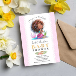 Invitación Chica de la sirena pequeña y marrón