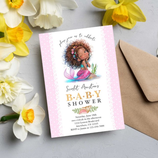 Invitación Chica de la sirena pequeña y marrón (Subido por el creador)