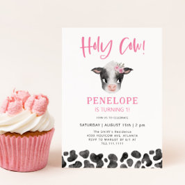 Invitación Chica de la Vaca Santa Primer Cumpleaños
