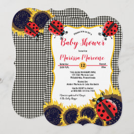 Invitación Chica de Ladybugs y Sunflowers Baby Shower