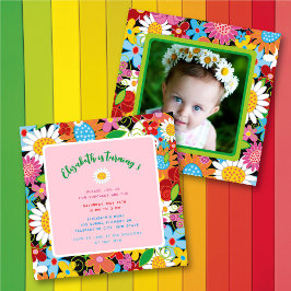 Invitación Chica de las Flores de Primavera caprichosa foto d