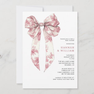 Invitación Chica de lazo coqueta de toile rosa Cumpleaños de