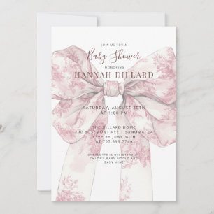 Invitación Chica de lazo de baño rosa para bebé