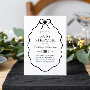 Invitación Chica de lazo negro vintage Baby Shower