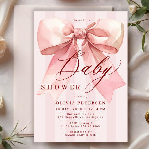 Invitación Chica de lazo Pnk coquette baby shower