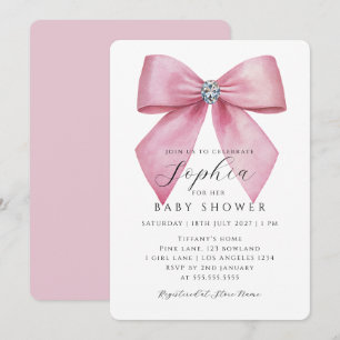 Invitación Chica de lazo rosa Baby Shower