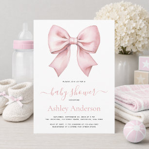 Invitación Chica de lazo rosa Baby Shower