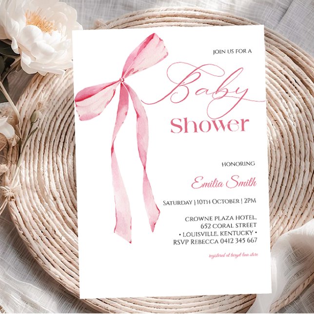 Invitación Chica de lazo rosa Baby shower  (Subido por el creador)